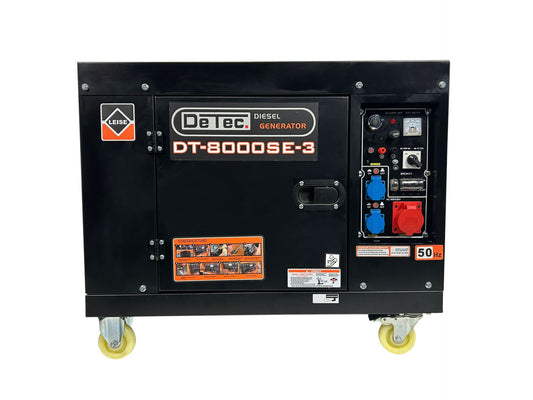 DeTec. DT-8000SE-3 Leiser Diesel-Stromgenerator | 6500 Watt | 3-Phasen Notstromaggregat | Start per Funkfernbedienung